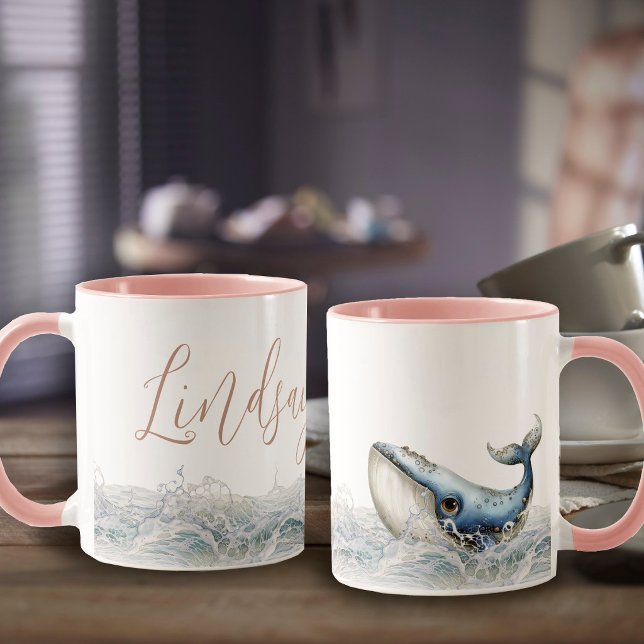 Tasse de café Nom d'amant de l'océan de baleine (Créateur téléchargé)