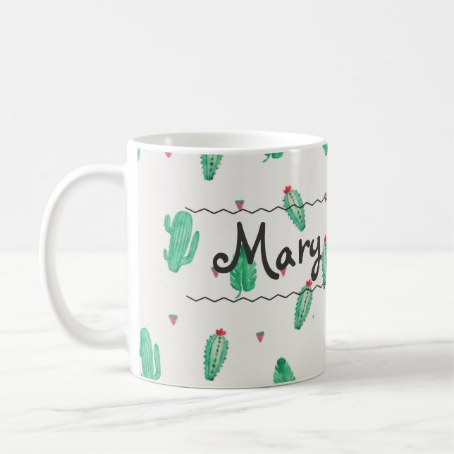 Tasse de café nommée faite sur commande de cactus (Gauche)