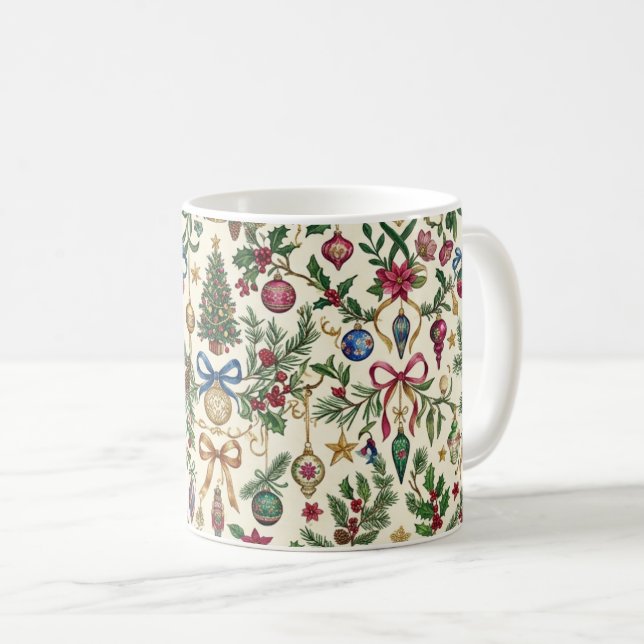 Tasse de café Ornement de Fête Élégant (Devant droit)