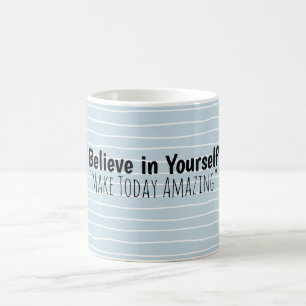 Tasse de café personnalisée avec rayure bleue et n