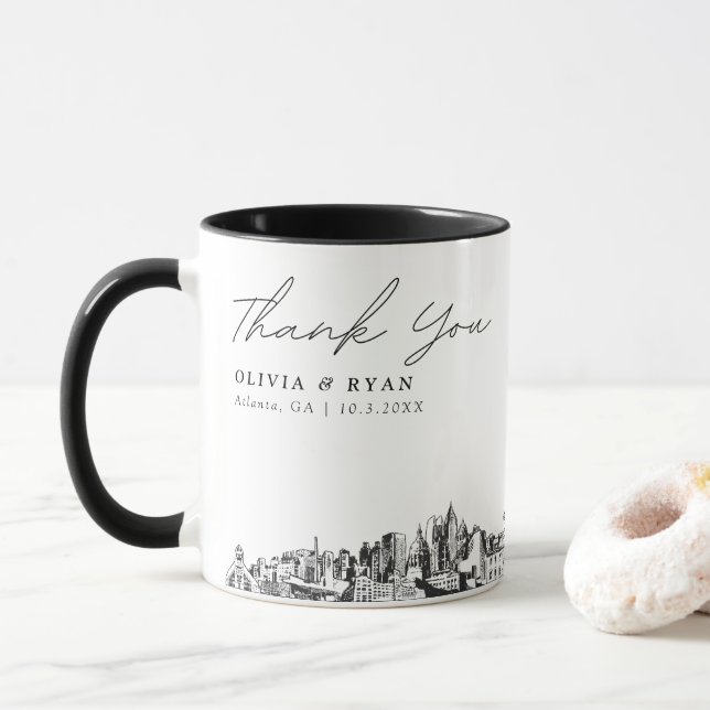 Tasse de café personnalisée pour mariage à Atlanta (Avec donut)