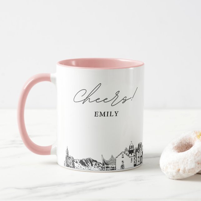 Tasse de café personnalisée pour mariage à El Paso (Avec donut)