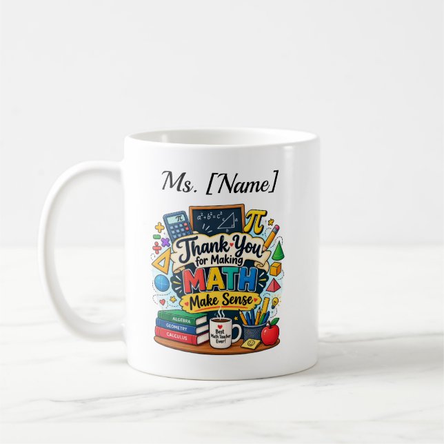 Tasse de café personnalisée pour professeur de mat (Gauche)