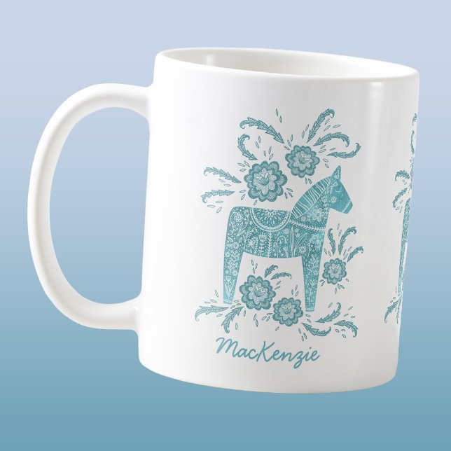 Tasse de café personnalisée sarcelle Cheval Dala s (Créateur téléchargé)