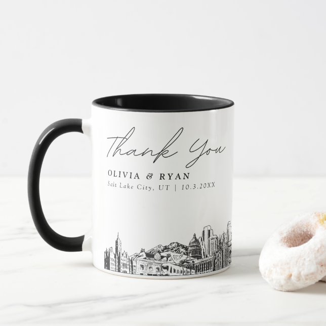 Tasse de café personnalisée simple pour mariage à  (Avec donut)