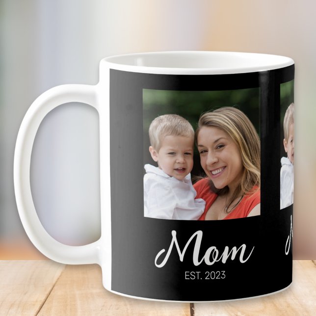 Tasse de café photo 3 noir écriture établie maman (Créateur téléchargé)