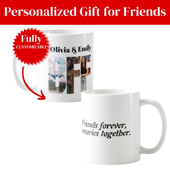 Tasse de café photo de MEILLEURE AMIE – Cadeau per (BFF Photo Coffee Mug – Personalized Gift
)