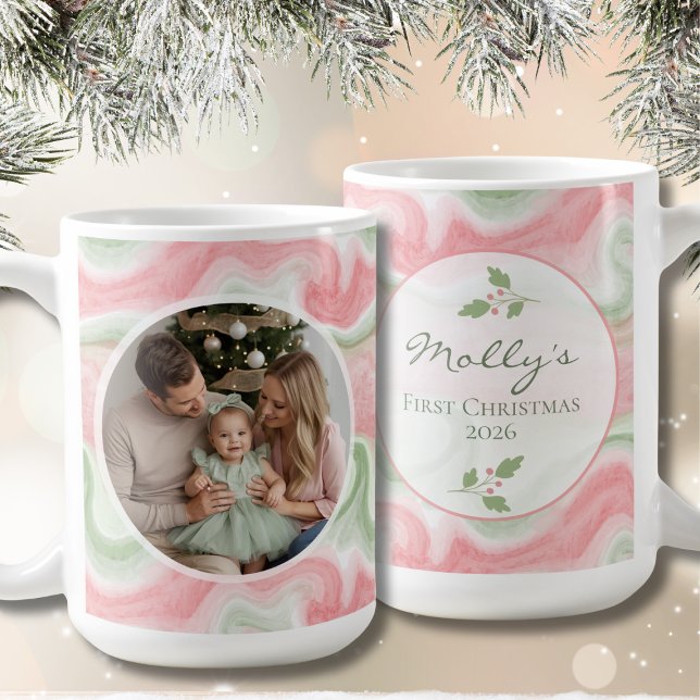 Tasse de café photo de vacances à l'aquarelle (Watercolor Personalized Photo Coffee Mug to Celebrate Special Moments)