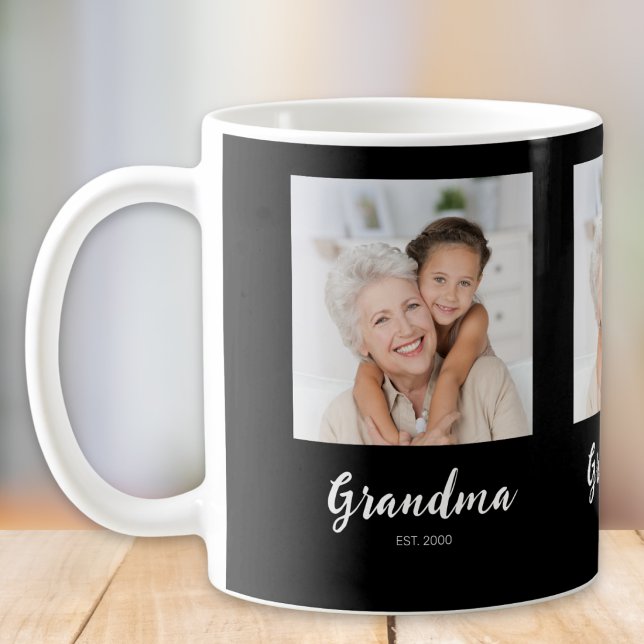 Tasse de café photo Grand-mère Script Noir 3 (Créateur téléchargé)