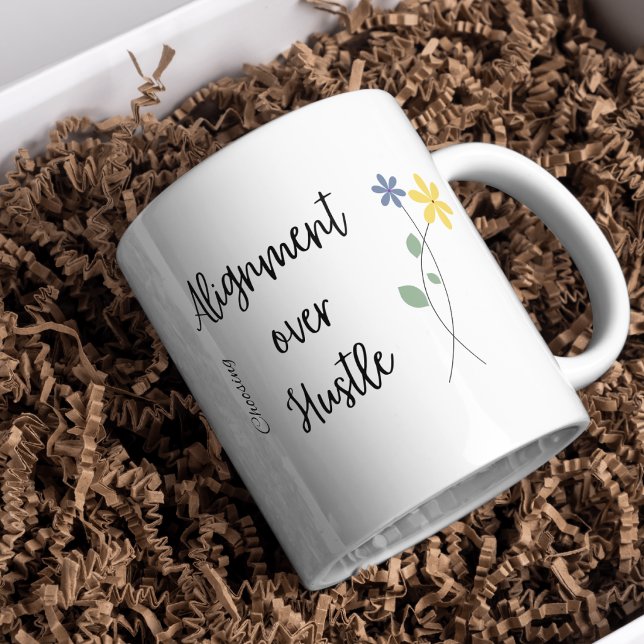 Tasse de café pleine conscience Citation motivante (Bloom at your own pace)