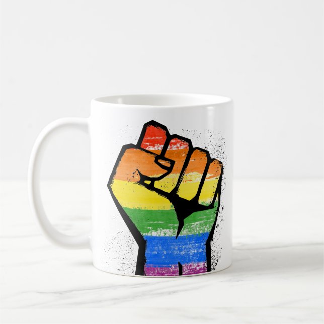 Tasse de café Poing de Résistance LGBT (Gauche)
