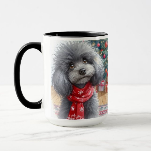 Tasse de café Poodle Santa, je peux expliquer Noël (Gauche)