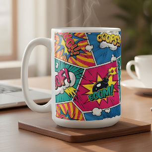 Tasse de café Pop Art de bande dessinée BOOM