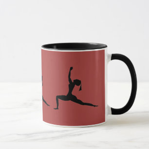 Tasse de café Pose de Yoga Rouge Noir