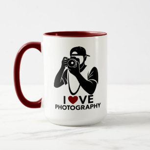 Tasse de café pour amateur de photographie avec cœ