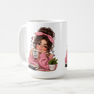 Tasse de café pour amoureux de livres mignons, Tas