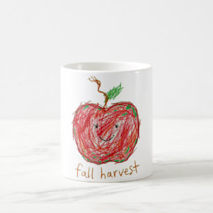 Tasse de café pour la récolte des pommes en automn