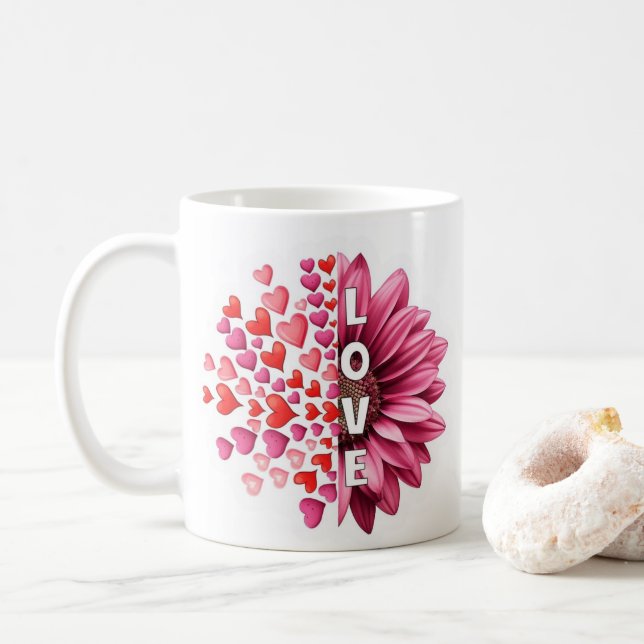 Tasse de café pour la Saint-Valentin Tournesol-Cad (Avec donut)