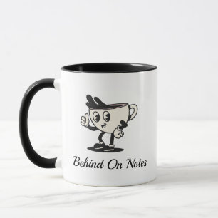 Tasse de café pour les notes en retard, café rétro