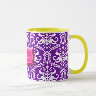 tasse de café pourpre rose de la damassé
