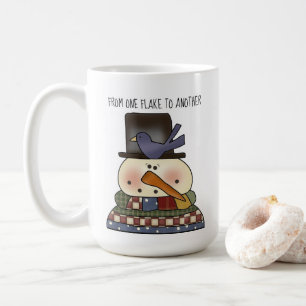 Tasse de café primitive de bonhomme de neige