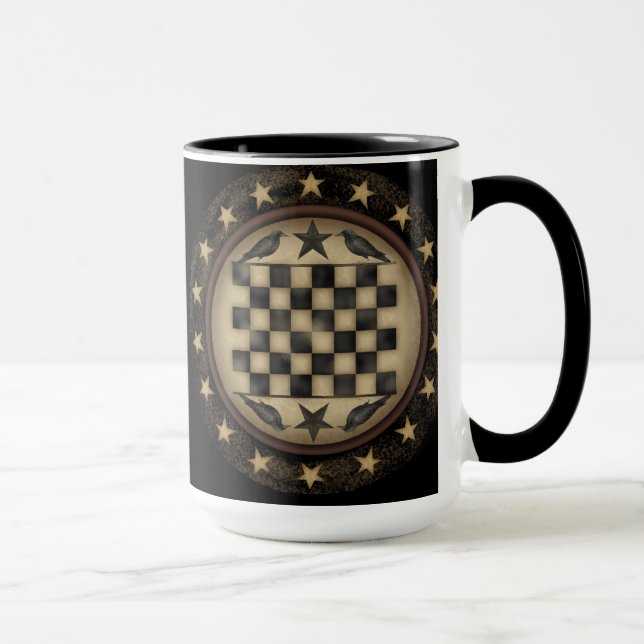 Tasse de café primitive de damier de corneille (Droite)