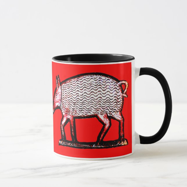 Tasse de café primitive porcine d'art populaire de (Droite)