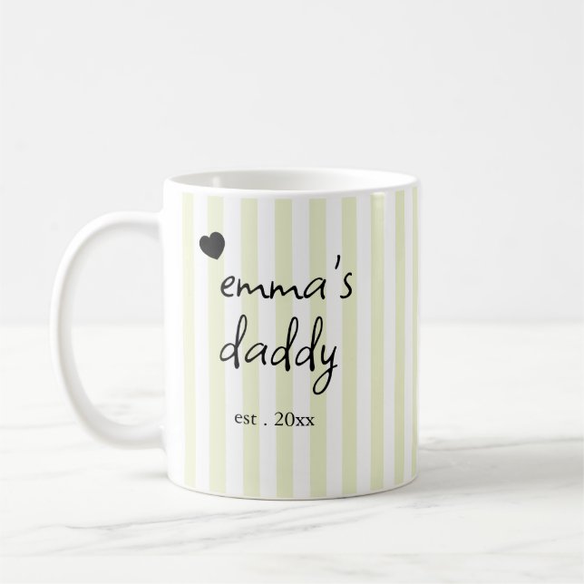 Tasse de café rayée pour la fête des pères | Papa  (Gauche)