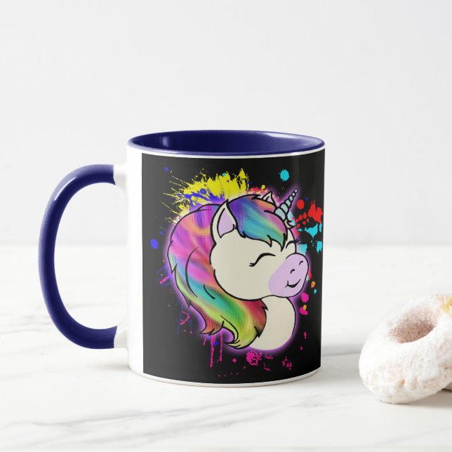 Tasse de café rebelle de licorne de Neurodivergent (Avec donut)