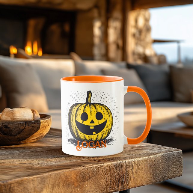 Tasse de café Rétro Jack O Lantern Halloween (Créateur téléchargé)