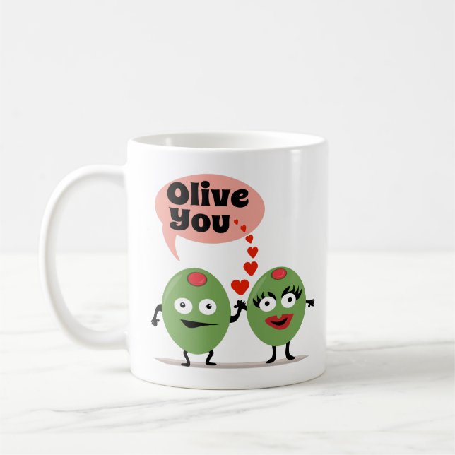 Tasse de café romantique drôle - olive vous (Gauche)