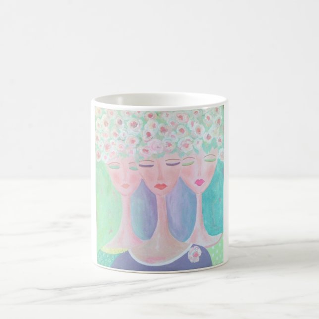 TASSE DE CAFÉ ROSE DE 3 SOEURS (Centre)