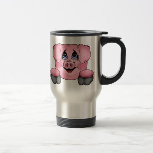 Tasse de café rose de voyage de porc