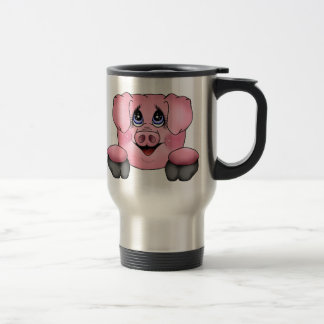 Tasse de café rose de voyage de porc