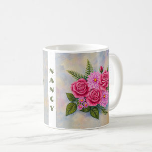 Tasse de café Roses et Dahlias