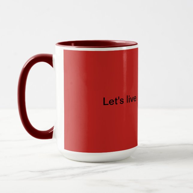 tasse de café rouge avec le titre> (Gauche)