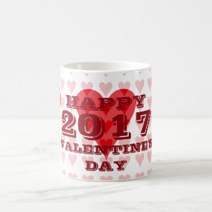 Tasse de café rouge de coeur de jour de 2017