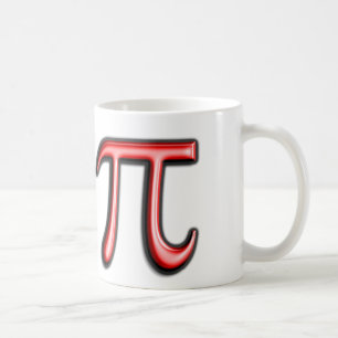 Tasse de café rouge de symbole de pi