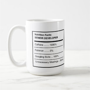 Tasse de café sur les faits nutritionnels d'un dév