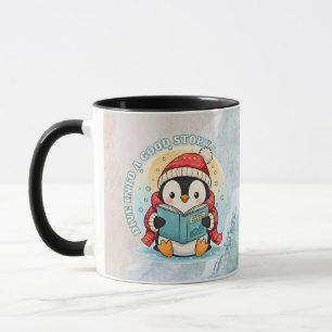 Tasse de café/thé de lecture confortable pingouin