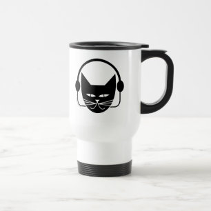 Tasse de café thermique de FM de chat noir
