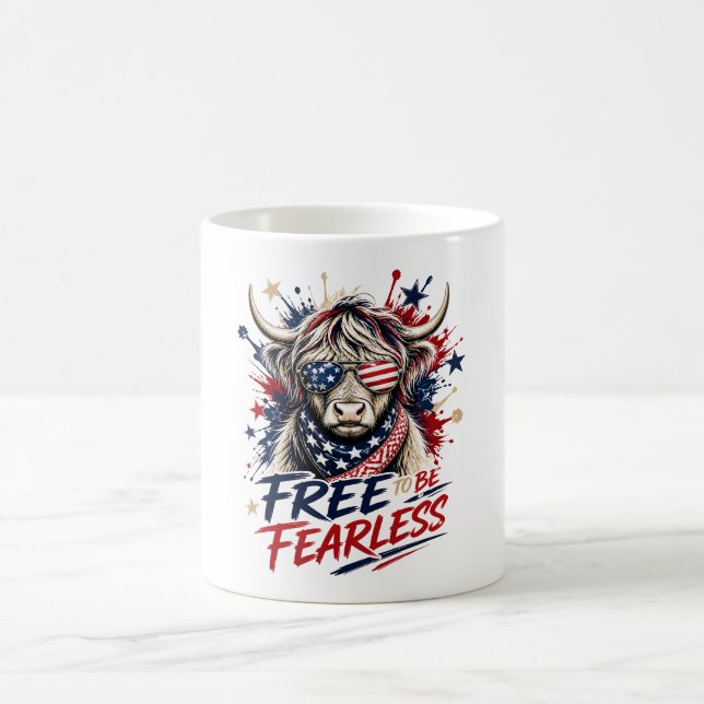 Tasse de café Vache des Highlands Patriotique Libr (Centre)