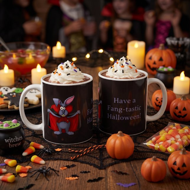 Tasse de café Vampire Lapin Drôle Saison Épouvante (Halloween boo Basket gift for friends, family & colleagues. Vampire rabbit illustration, funny bunny)