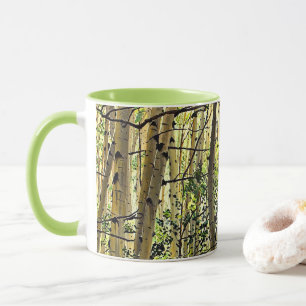 Tasse de café verte violette en bois de tremble d'