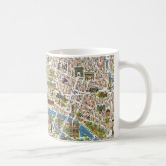 Tasse de café vintage colorée de carte de Paris