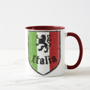 Tasse de café vintage de drapeau italien