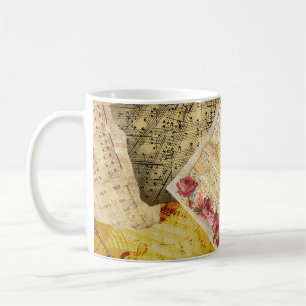 Tasse de café vintage de notes musicales de