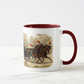Tasse de café vintage de scène victorienne d'hiver