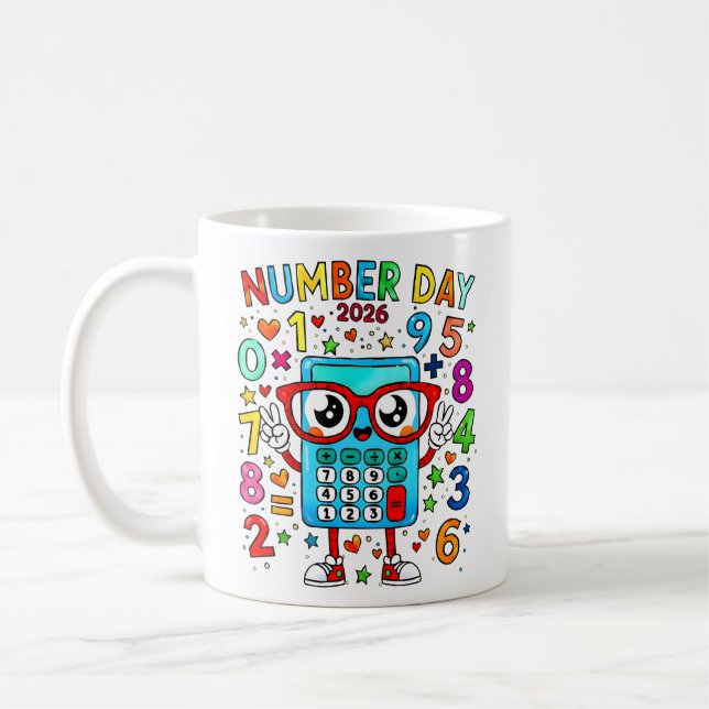 Tasse de calculatrice de maths mignonne Jour Numér (Gauche)