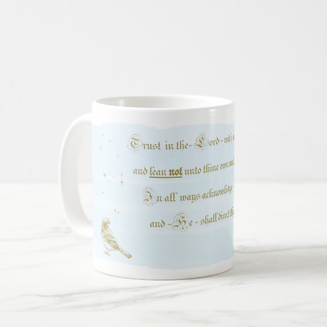 Tasse de calligraphie Proverbes Confiance au Seign (Devant gauche)